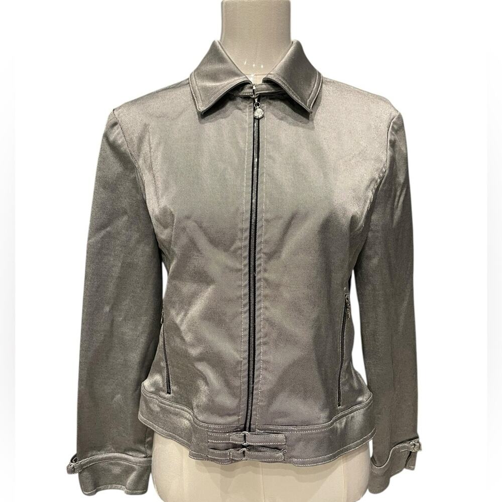 St. John Sport by Marie Gray Metallic Leather Jacket Size:M